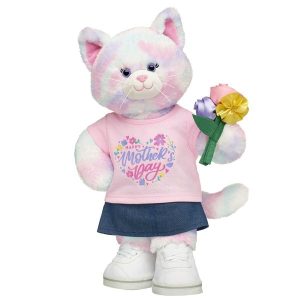 Pastel Swirl Kitty Stuffed Animal Mother's Day Gift Set with Bouquet