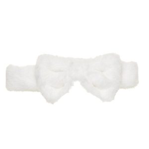 White Plush Bow Headwrap
