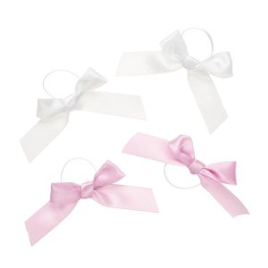 Pink & White Ribbon Bows 4 pc.